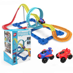 FLYNOVA T DIY Racing Car Set Most Flexible Track Play Set With LED Light Railway Assemble Track Gift For Kids Boys Dropshipping