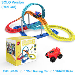 FLYNOVA T DIY Racing Car Set Most Flexible Track Play Set With LED Light Railway Assemble Track Gift For Kids Boys Dropshipping