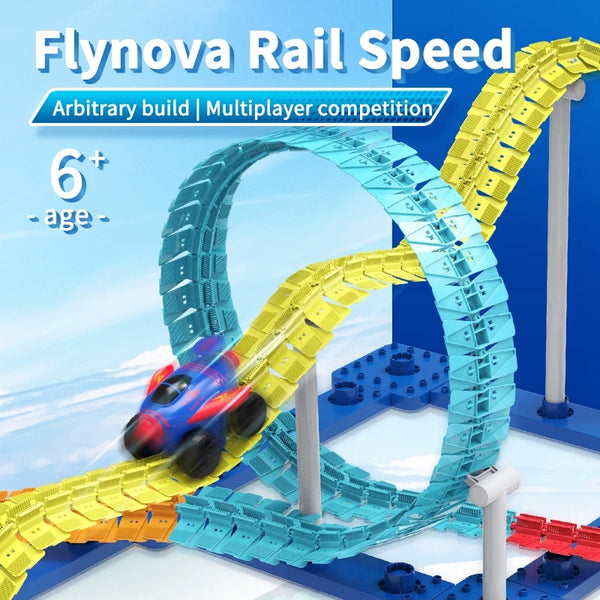FLYNOVA T DIY Racing Car Set Most Flexible Track Play Set With LED Light Railway Assemble Track Gift For Kids Boys Dropshipping