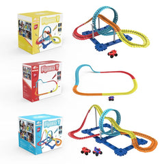 FLYNOVA T DIY Racing Car Set Most Flexible Track Play Set With LED Light Railway Assemble Track Gift For Kids Boys Dropshipping