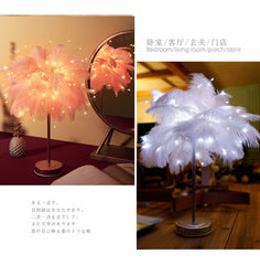 LED Feather Night Light Remote Control Table Lamp Battery/USB